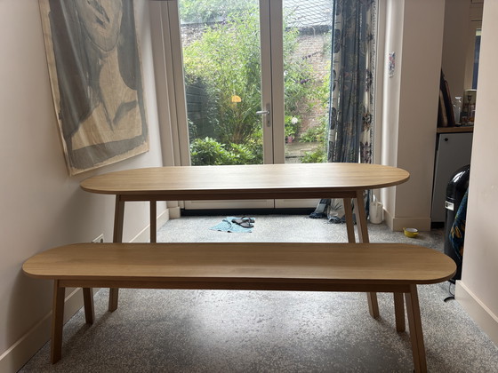 Image 1 of Due to move: Hay triangle leg lacquered oak dining table
