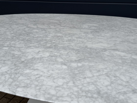 Image 1 of Original oval Knoll Tulip dining table (244cm) Carrara marble