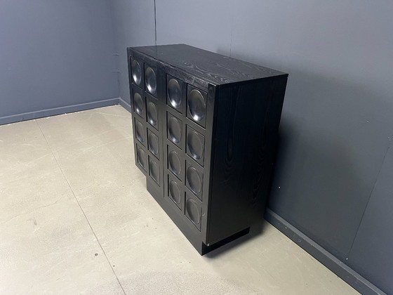 Image 1 of Zwarte brutalistische barkast, jaren 70