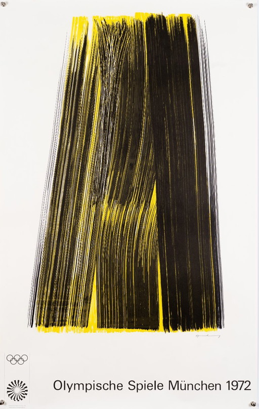 Olympische Spiele München 1972 – Original Vintage Lithografie Poster von Hans Hartung – Mid-Century Modern – 102x64 cm