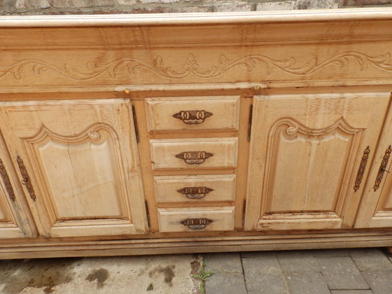 Image 1 of Lange eikenhouten dressoir, meubelmakerkwaliteit