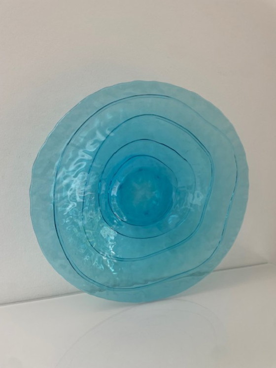 Image 1 of Mouth-blown glass bowl light blue 35 cm