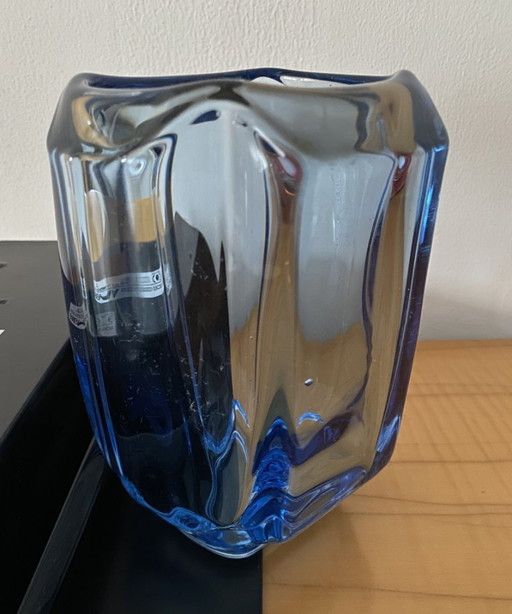 Uranium glass vase blue 1970s