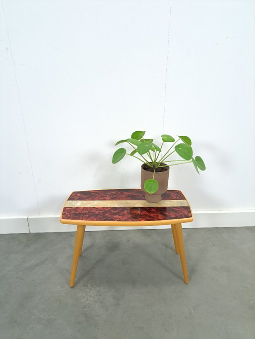 1950s side table with red Formica top, plant table, no. 32