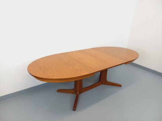 Image 1 of Vintage Baumann oval teak dining table from the 1960s/70s with extensions