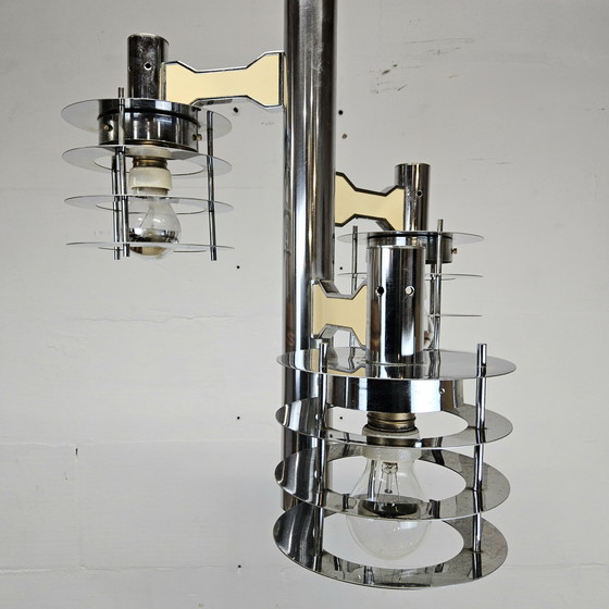 Image 1 of Vintage / Space age Itiliaanse kroonluchter Gaetano Sciolari /  hanglamp /vintage design chandelier 