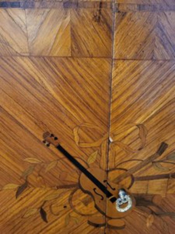 Image 1 of Louis XVI style tall cabinet in wood and French marble slab