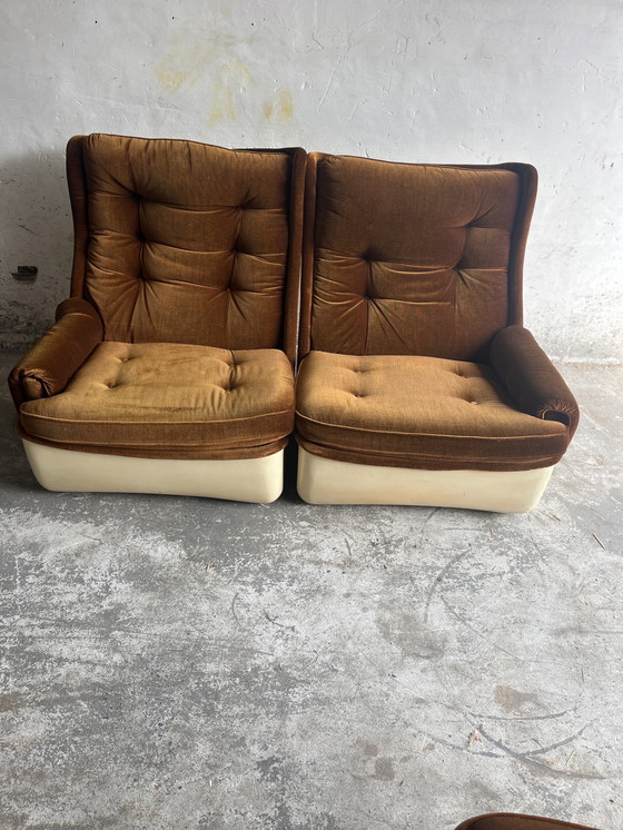 Image 1 of Airborne Modular 4-Sitzer Sofa aus braunem Samt, 1970