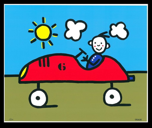 Basdera, Franz - The red car - Giclee on Hahnemühle - signed by hand