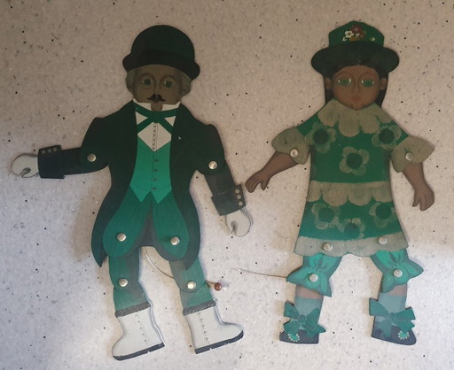 Saltarines vintage grandes (49 cm) de 1974, hechos a mano, juego de 2