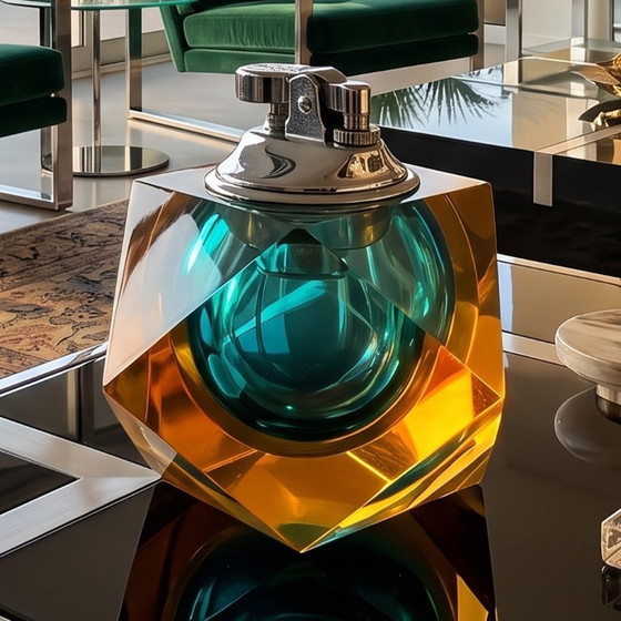 Image 1 of Briquet de table en verre de Murano Sommerso des années 1960, par Flavio Poli pour Seguso
