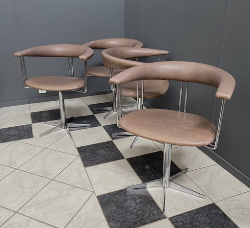 Ensemble de 4 chaises pivotantes style Borje Johansen années 1970