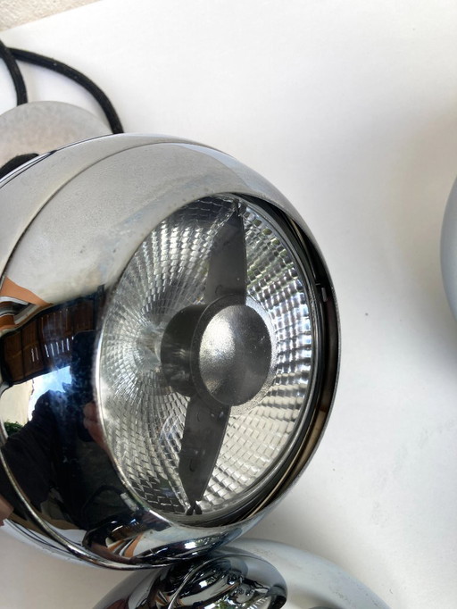 2 lampade a sospensione vintage in metallo cromato degli anni '90