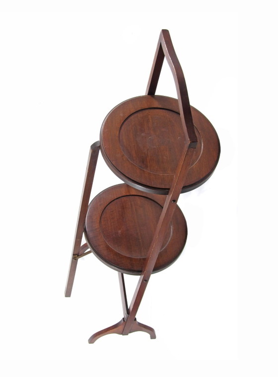Mahogany Vintage Jugendstil Antique High Tea Cake Stand 19th Century, Storage cabinet, Wood, Brown, Art Deco (photo 10 of 12)