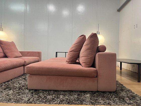 Image 1 of Flexform Groundpiece 4-piece with Bookcase – Pink Velvet