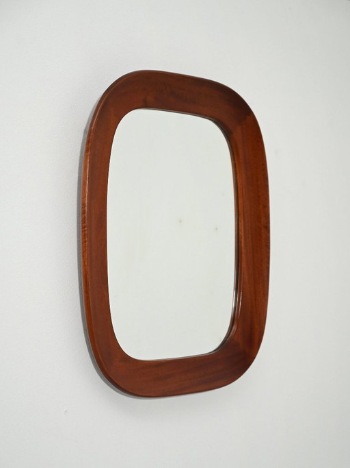 Miroir des années 1950 avec cadre en acajou