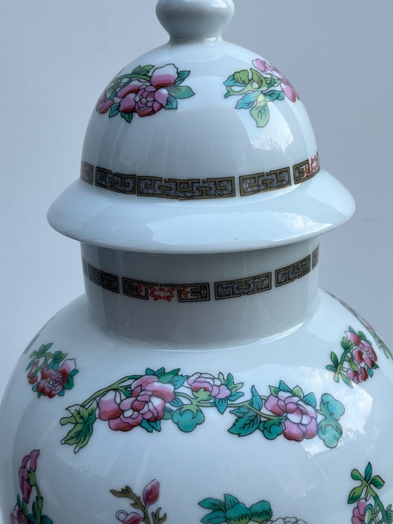 Grande Vaso Coperchiato Limoges 38cm Ulysse Paris Peonie, Vasi, Porcellana, Verde (foto 3 di 8)