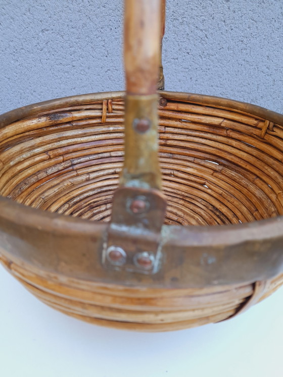 Cesto in rattan e ottone, 1970 – Oggetti decorativi, Brass (photo 5 of 12)