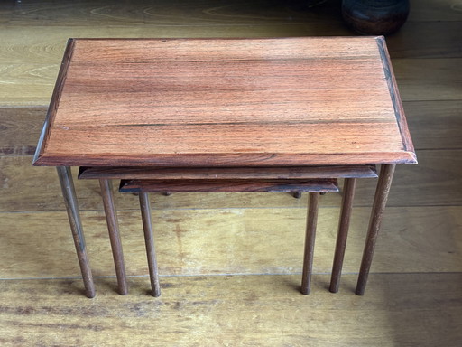 Ensemble de 3 tables d'appoint 1960 Bois de rose danois