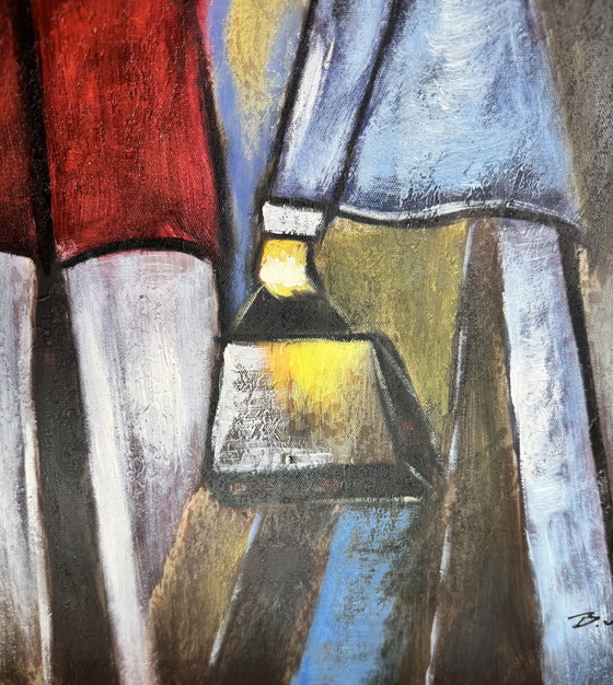 Image 1 of Set di 2 dipinti moderni - firmati B. W... - 55×65 cm