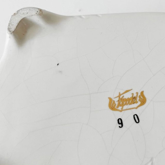 Image 1 of Vintage Fapodel peacock porcelain bonbonnière jewelry box 1970s