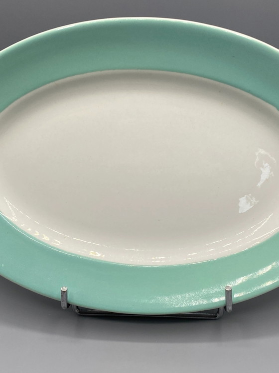 Grande piatto ovale antico in maiolica, verde celadon e bianco, Art Déco 1920-1940 – Oggetti decorativi (photo 2 of 4)
