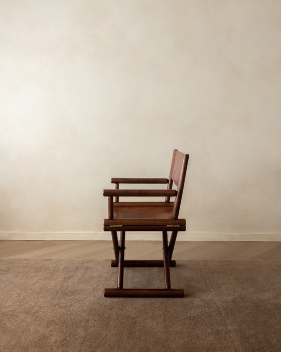 Italian Modern Director’s Chair in Wood & Leather, 1980s, Side chairs, Brown (photo 3 of 17)