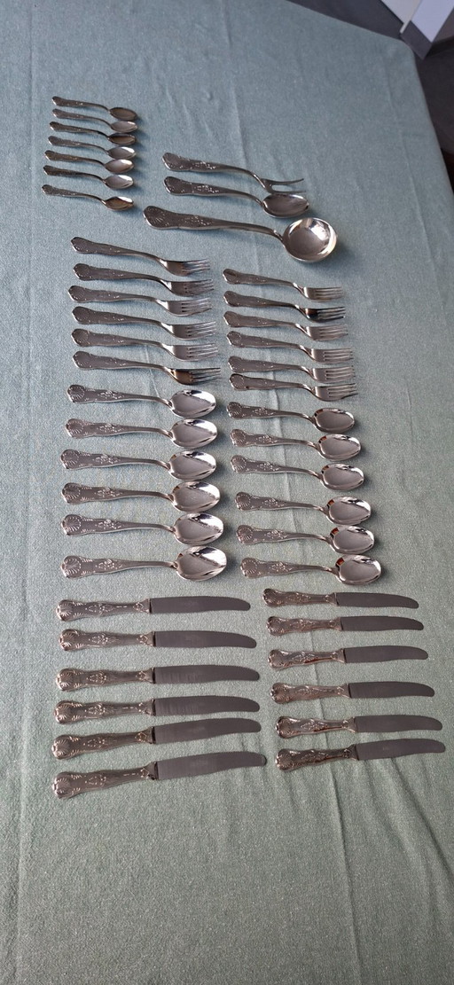 Luxe verzilverd bestek, Kings Pattern, Fleuron, Christofle