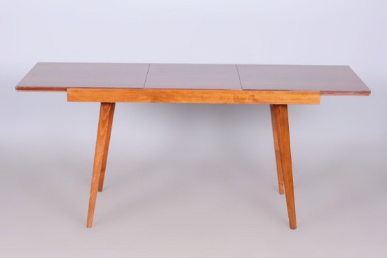 Original 20. Century Folding Table, Beech, Mahogany Veneer, Czech, 1960s – Dining tables, Wood (photo 5 of 15)