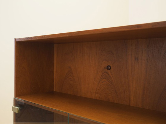 Dänische Teak Vitrine mit Glastüren und offenem Regal, 1970er Jahre (photo 10 of 13)