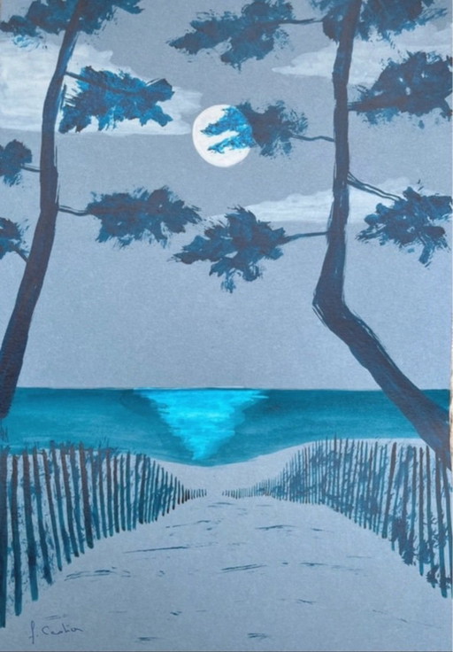 Ink on blue-tinted paper. Size 30x21cm.