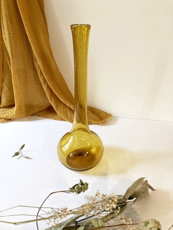 Image 1 of Soliflore vaas van gebubbeld glas van Biot, jaren 1950.