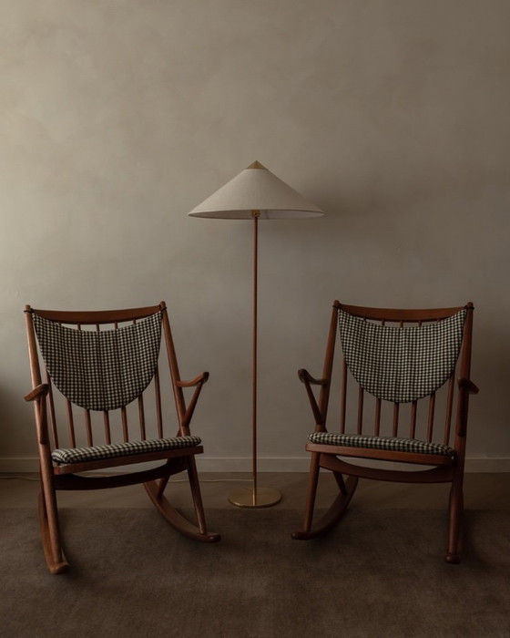 Image 1 of Set di 2 sedie a dondolo vintage in teak danese modello 182 di Frank Reenskaug per Bramin, anni '50