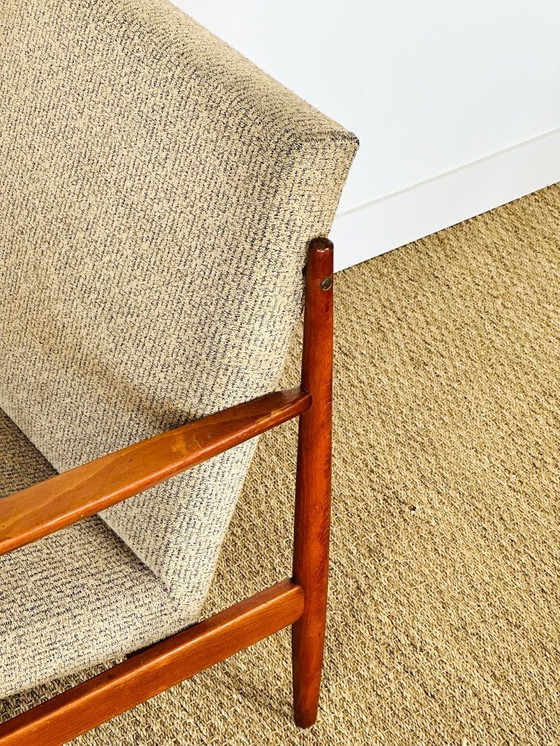 Image 1 of Poltrona scandinava vintage in teak e tessuto testurizzato, 1960