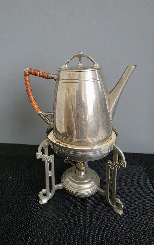 Chris van der Hoef/ Daalderop Coffee Pot with Rechaud, Art Deco