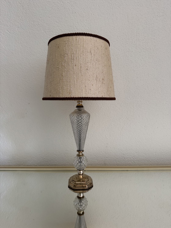 Image 1 of Glass and brass lamp from the 60s