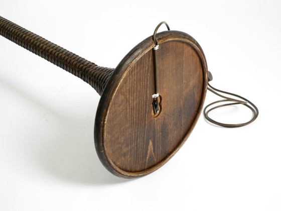 Image 1 of Stunningly beautiful XXL 1970s Pop Art Tulip floor lamp with a dark brown wicker frame and a plexiglass shade