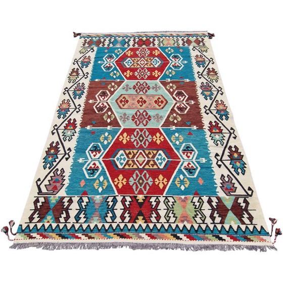 Maimana Kilim Tapijt | Turkse Stijl Handgeweven Vlakweefsel | Wollen Vloerkleed | Handgemaakt Tapijt | 80 × (photo 3 of 12)
