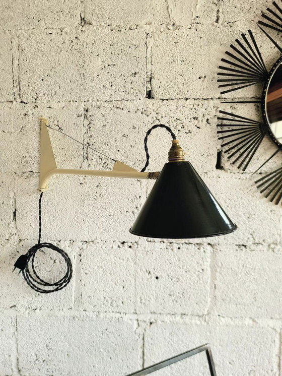 Image 1 of lampada da parete mini-Jib - stile Jean Prouvé - ispirazione nautica