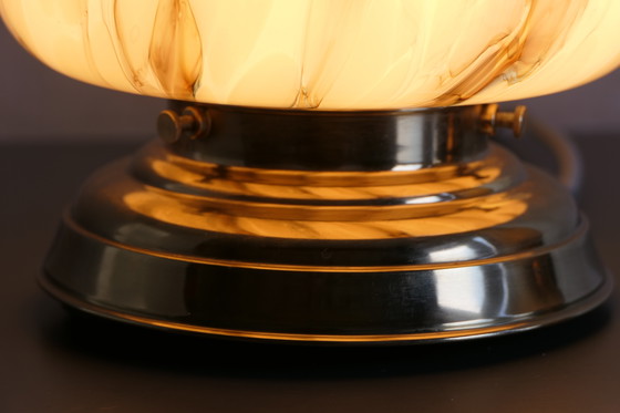 Image 1 of Twee art deco plafondlampen, gemarmerd, druppelvorm