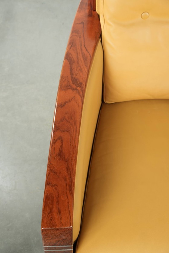 Image 1 of Fauteuil jaune de style Art déco, modèle Frank, de la série Decoforma, signé Schuitema, en bon état.