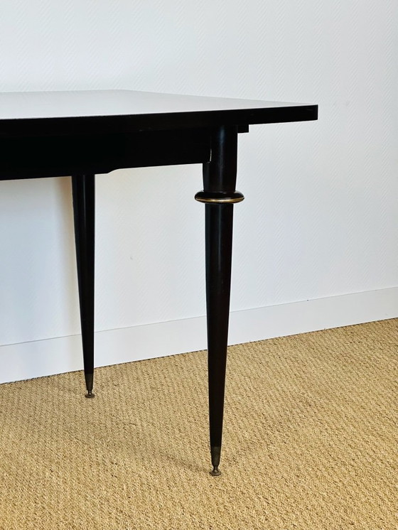 Image 1 of Table de salle à manger art déco en ébène de macassar et marqueterie, 1940