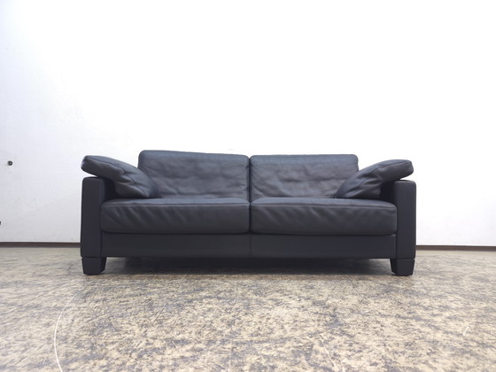 Image 1 of De Sede ds 17 three-seater blue Paris designer sofa leather sofa couch desede