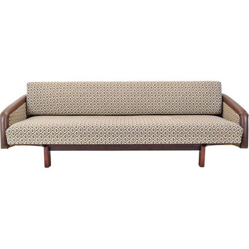 Vintage 3-Sitzer Sofa aus Stoff und Holz von Jitona, Tschechoslowakei 1970