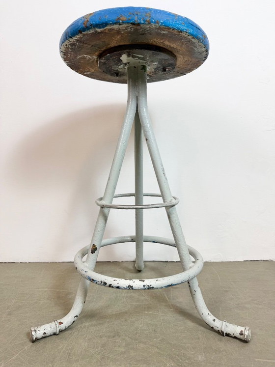 Image 1 of Grey Industrial Workshop Stool, 1960s