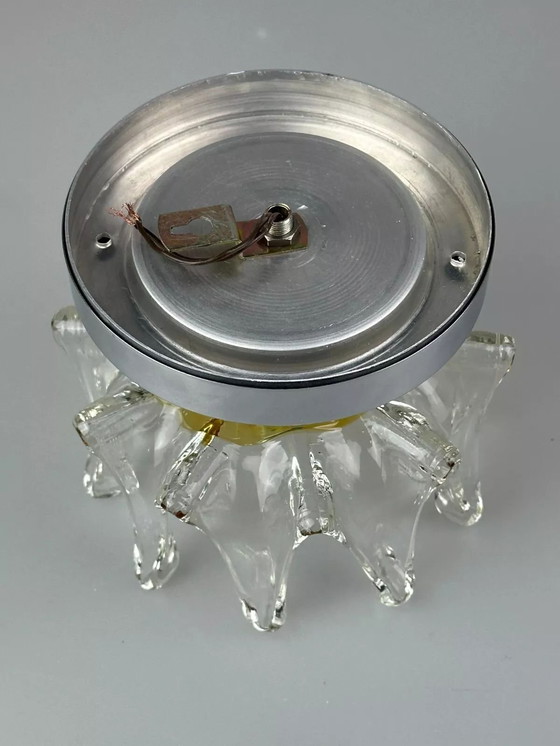 Image 1 of Lámpara de pared de los años 60 y 70, aplique de pared de metal y cristal de Murano, diseño de la era espacial