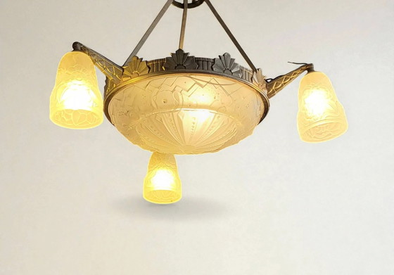 Art Deco Kronleuchter von Muller Frères Lunéville, 1930 – Crystal, Glass (photo 13 of 18)