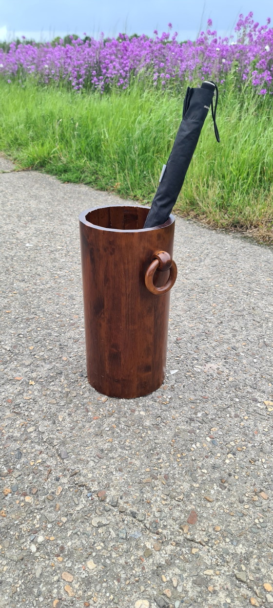 Image 1 of Vintage Wooden Umbrella Stand Brutalist '50s