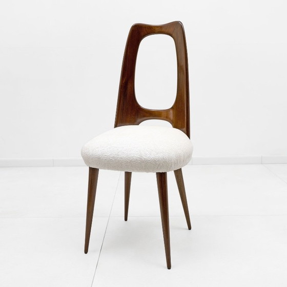 Ensemble de quatre chaises de salle à manger italiennes en noyer de Vittorio Dassi, milieu du siècle, 1950 (photo 5 of 7)