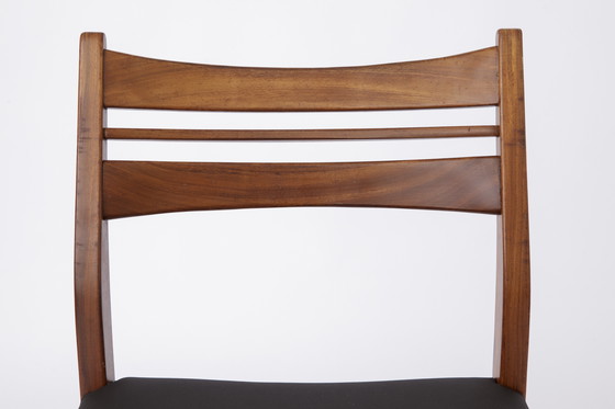 Image 1 of 1 of 4 Vintage German Dining Chair, 1960s–70s, Dyed Beech & Black Skai – Mid-Century Modern